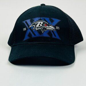 Baltimore Ravens 20th Anniversary Trucker Hat 1996-2015 Black BDA Adjustable